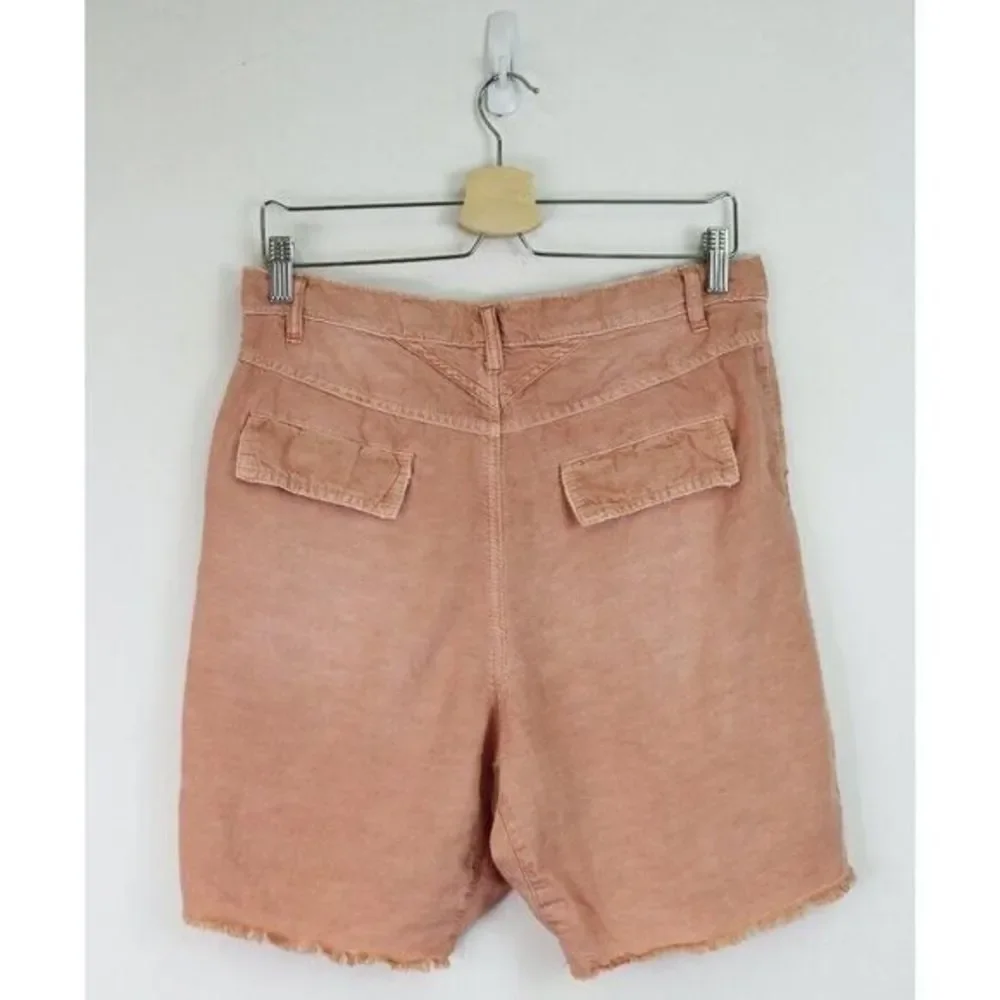NWT Free People Utility Harem Raw Hem Bermuda Short Braided Rose Pink Linen 2 - Picture 7 of 9